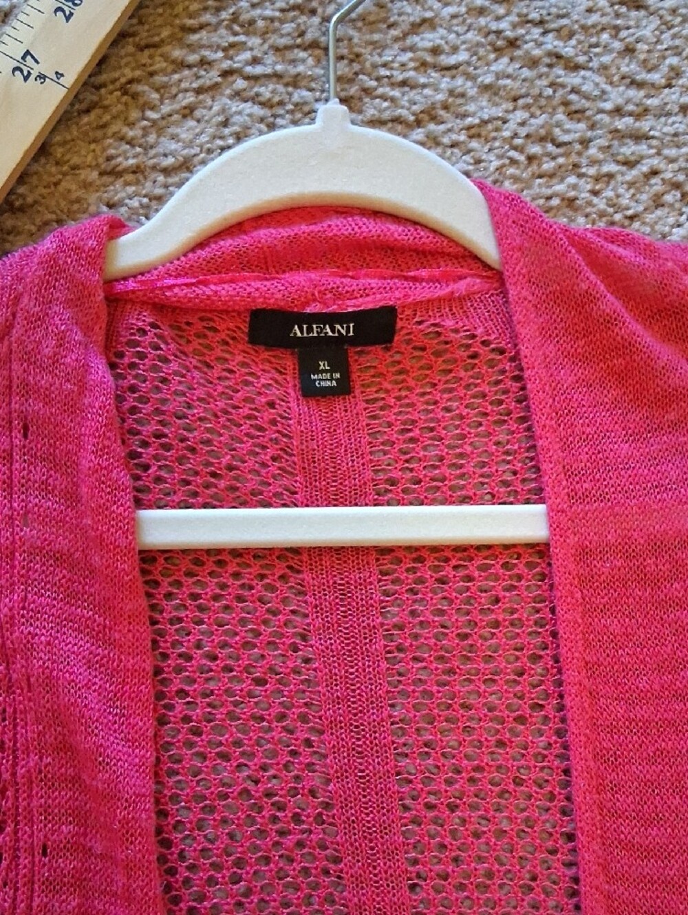 Alfani Open-Front Lightweight Open Knit Cardigan - Bright Pink - Picture 3 of 7
